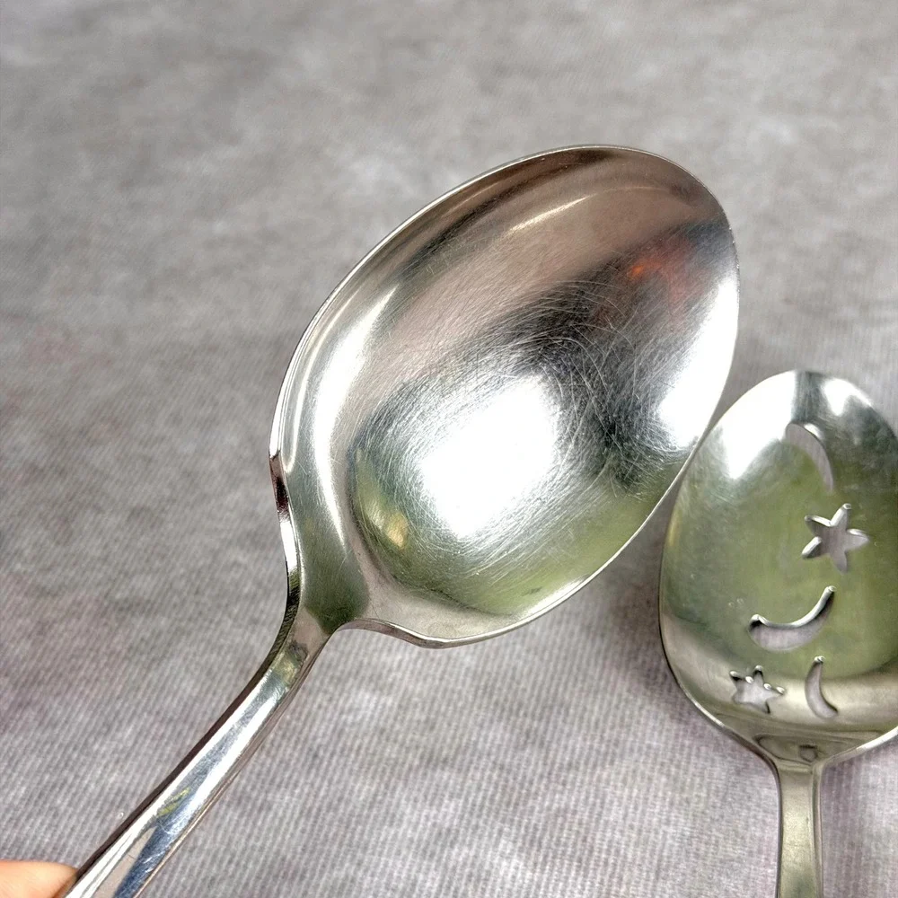 Oneida Community Stainless Twin Star Serving Slotted Spoon Ladle Fork 3 pc Set